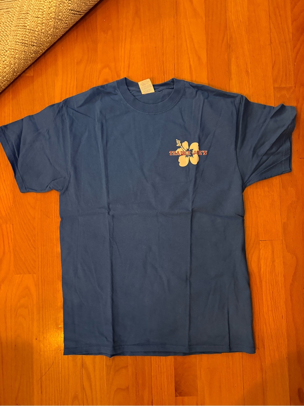 Trader Joe’s Men's Short-Sleeve Tee with Small Floral Chest Print - Blue